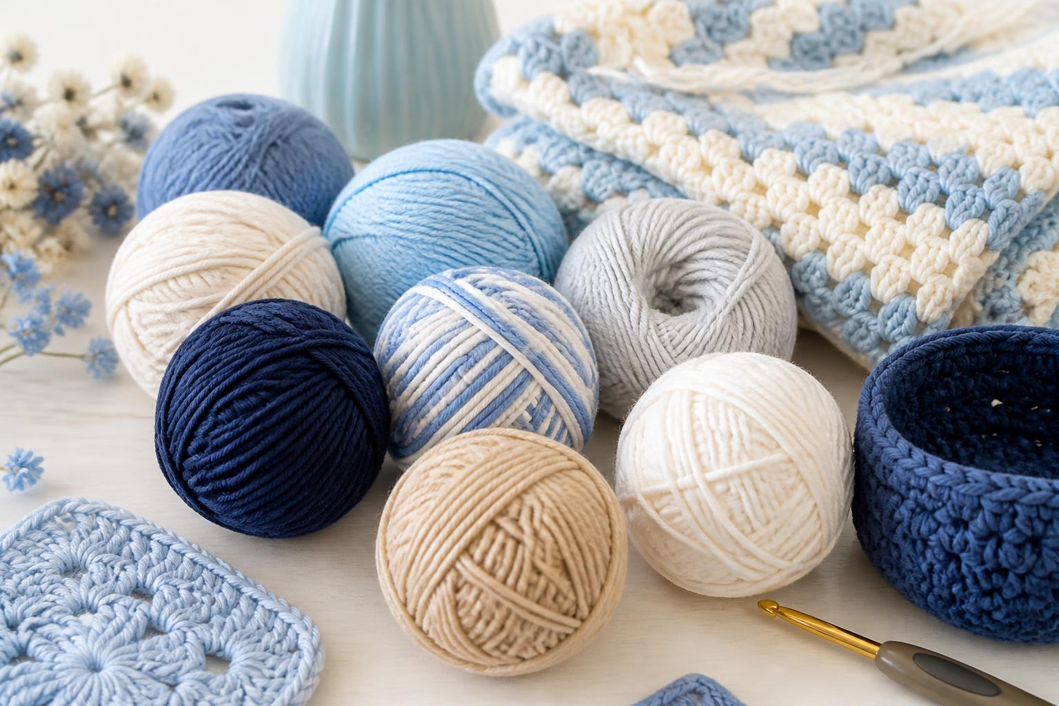 Different types of crochet yarn